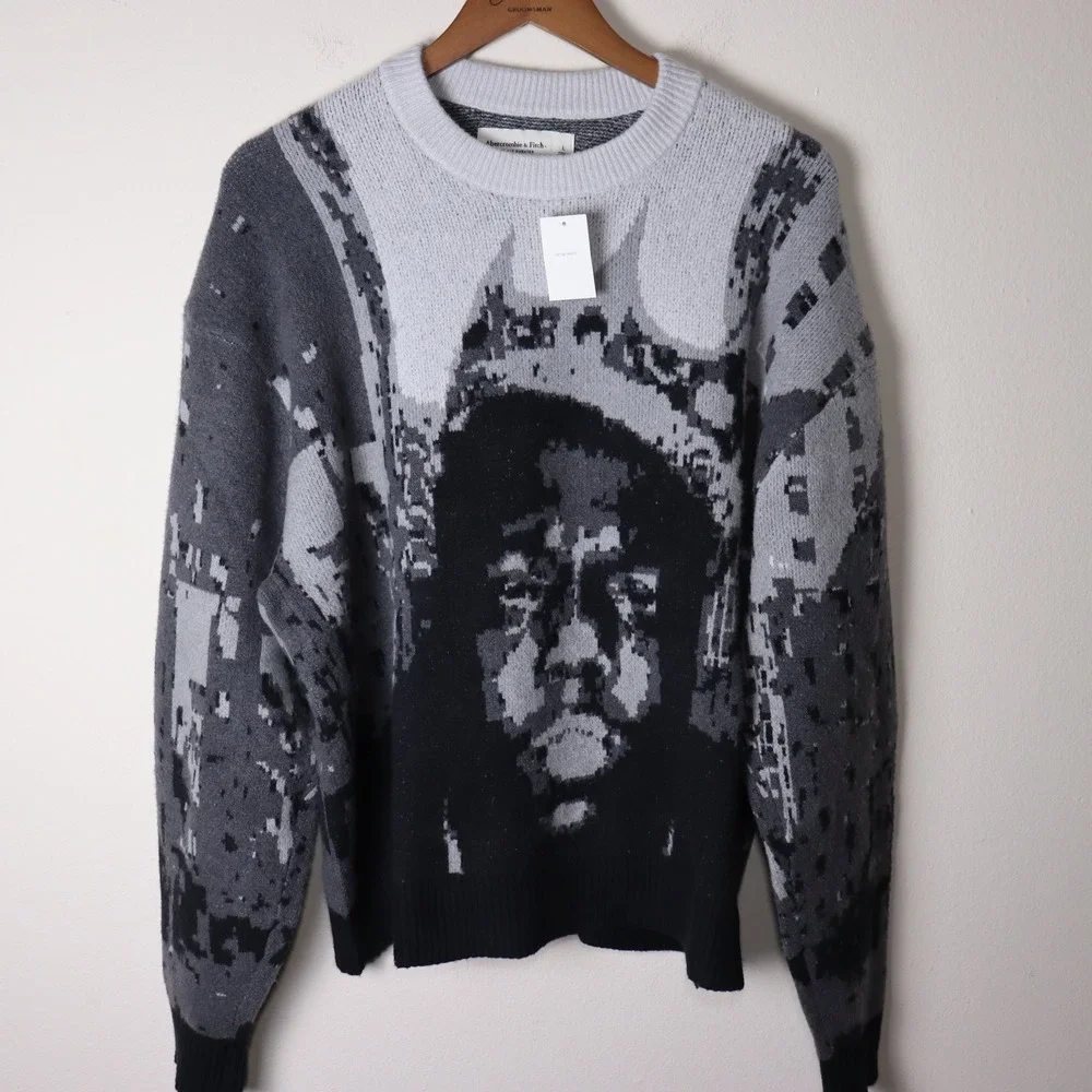 Abercrombie & Fitch Notorious BIG Graphic Sweater Grey